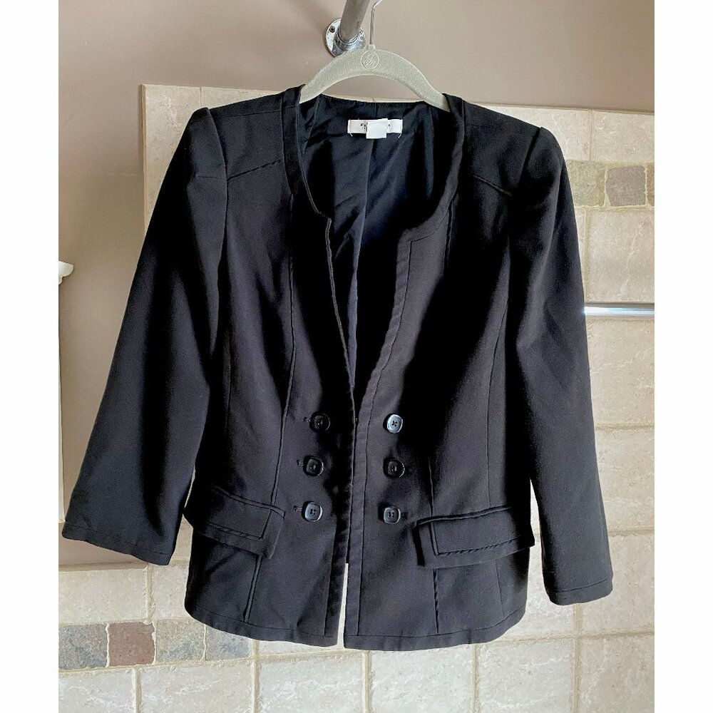 WHBM cropped blazer jacket, black, 8